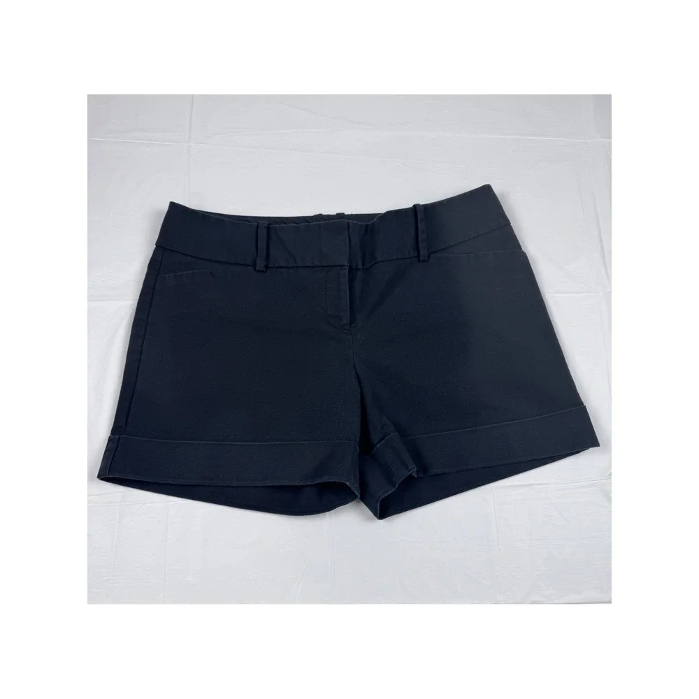 The Limited Drew Fit Black Cuffed Shorts Womens 10 Cotton Stretch Minimalist